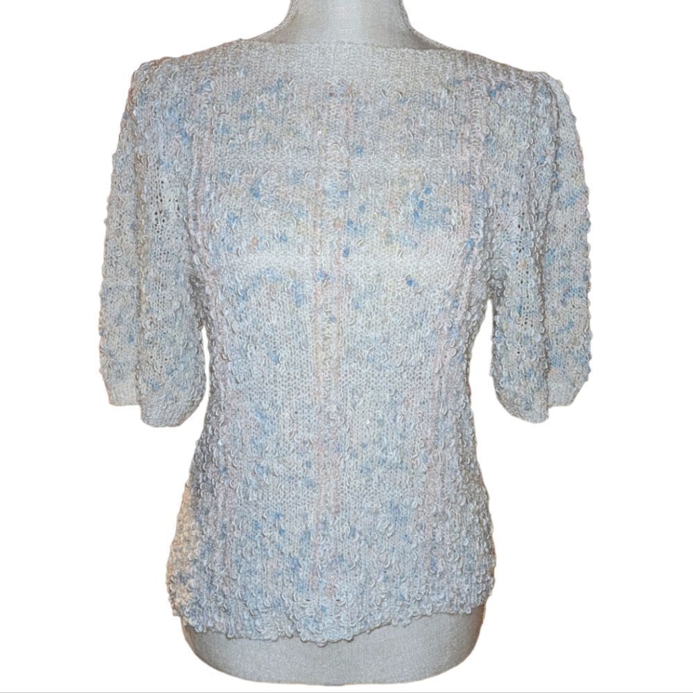 Vintage white and pastel Handknitted sweater